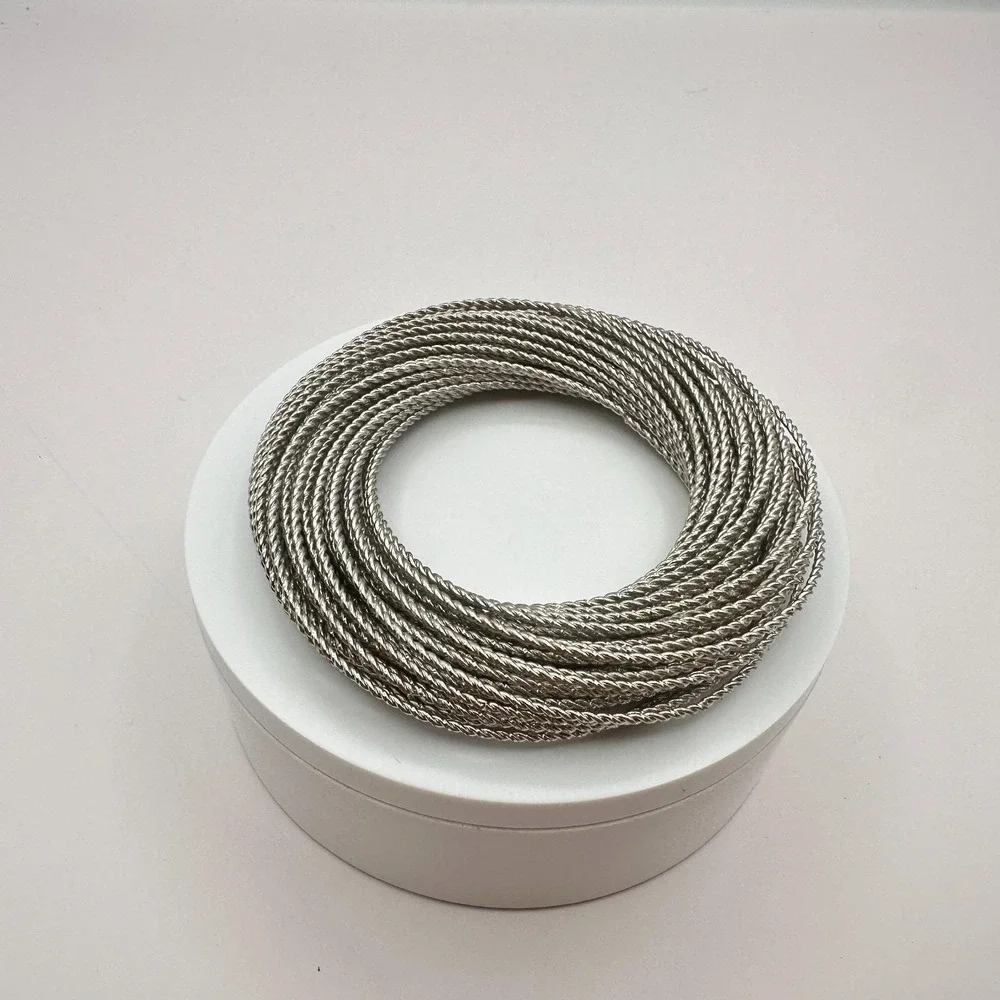 Vintage 90s‎ Silver Tone Twisted Rope Bangle Bracelet Multi Strand Stackable Y2K